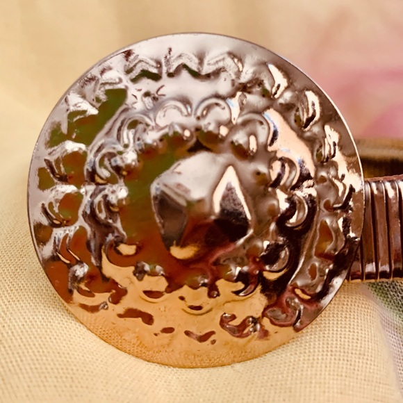 Vintage Gold Tone Serpentine Coil Stretch Belt - Picture 9 of 10